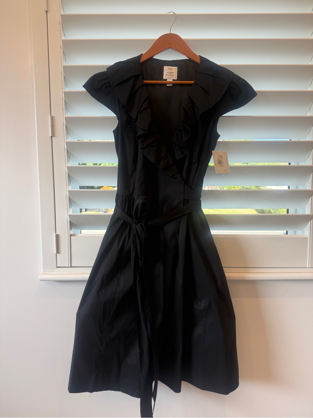 Suzi Chin for Maggy Boutique Black Ruffle Wrap Midi Dress